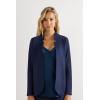 Woman’s Long-Sleeved Cotton Interlock Cardigan(Blue – Intense Blue)