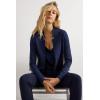 Woman’s Long-Sleeved Cotton Interlock Cardigan(Blue – Intense Blue)