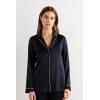Woman’s Menswear Cut Silk Jacket(Black – Black)
