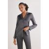 Woman’s Menswear Cut Silk Jacket(Gray – Titanium Grey)