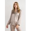 Woman’s Menswear Cut Silk Jacket(Natural – Powder Beige)