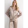 Woman’s Menswear Cut Silk Jacket(Natural – Powder Beige)