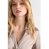 Woman’s Menswear Cut Silk Jacket(Natural – Powder Beige)