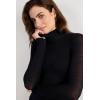 Woman’s Modal Cashmere Ultralight High-Neck Top(Black – Black)
