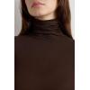 Woman’s Modal Cashmere Ultralight High-Neck Top(Brown – Brown)