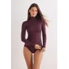 Woman’s Modal Cashmere Ultralight High-Neck Top(Burgundy – Dark Burgundy)