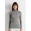 Woman’s Modal Cashmere Ultralight High-Neck Top(Grey – Medium Grey Mel)