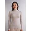 Woman’s Modal Cashmere Ultralight High-Neck Top(Natural – Shell Beige Mélange)