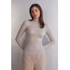 Woman’s Modal Cashmere Ultralight High-Neck Top(Natural – Shell Beige Mélange)