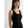 Woman’s Modal Cashmere Ultralight Wide-Shoulder Top(Black – Black)