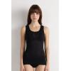 Woman’s Modal Cashmere Ultralight Wide-Shoulder Top(Black – Black)