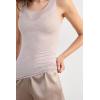 Woman’s Modal Cashmere Ultralight Wide-Shoulder Top(Natural – Shell Beige Mélange)