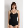 Woman’s Modal Ultralight Cashmere Blend Top with Lace(Black – Black)