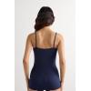 Woman’s Modal Ultralight Cashmere Blend Top with Lace(Blue – Intense Blue)