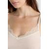 Woman’s Modal Ultralight Cashmere Blend Top with Lace(Ivory – Natural Vanilla)