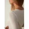 Woman’s Modal and Cashmere Long-Sleeve Bodysuit(Ivory – Natural Vanilla)