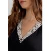 Woman’s Pretty Flower Modal and Lace Tank Top(Multicolor – Black/Ivory)
