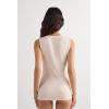 Woman’s Pretty Flower Modal and Lace Tank Top(Natural – Avorio Crema)