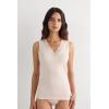 Woman’s Pretty Flower Modal and Lace Tank Top(Natural – Avorio Crema)