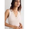 Woman’s Pretty Flower Modal and Lace Tank Top(Natural – Avorio Crema)