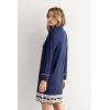 Woman’s Pretty Flower Open Front Nightshirt(Blue – Deep Blue/Vanilla)