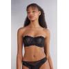 Woman’s Pretty Flowers Bandeau Bra(Black – Black)