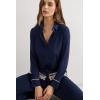 Woman’s Pretty Flowers Button Up Shirt in Modal(Blue – Deep Blue/Vanilla)