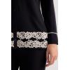 Woman’s Pretty Flowers Button Up Shirt in Modal(Multicolor – Black/Ivory)