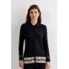 Woman’s Pretty Flowers Button Up Shirt in Modal(Multicolor – Black/Ivory)