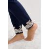 Woman’s Pretty Flowers Full Length Cuffed Modal Pants(Blue – Deep Blue/Vanilla)