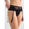 Woman’s Pretty Flowers Garter Belt(Black – Black)