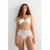 Woman’s Pretty Flowers Garter Belt(Ivory – Powder White)