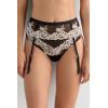 Woman’s Pretty Flowers Garter Belt(Multicolor – Black/Ivory)