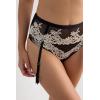 Woman’s Pretty Flowers Garter Belt(Multicolor – Black/Ivory)