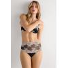 Woman’s Pretty Flowers Hipster Brazilian(Multicolor – Black/Ivory)