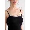 Woman’s Pretty Flowers Modal Slip(Multicolor – Black/Ivory)