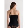 Woman’s Pretty Flowers Modal Top(Black – Black)