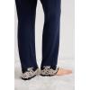 Woman’s Pretty Flowers Ruffled Full Length Modal Pants(Blue – Deep Blue/Vanilla)