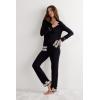 Woman’s Pretty Flowers Ruffled Full Length Modal Pants(Multicolor – Black/Ivory)