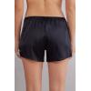 Woman’s Pretty Flowers Silk Shorts(Multicolor – Black/Ivory)