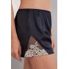 Woman’s Pretty Flowers Silk Shorts(Multicolor – Black/Ivory)