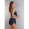 Woman’s Pretty Flowers Silk Shorts(Multicolor – Black/Ivory)