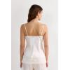 Woman’s Pretty Flowers Thin Strap Silk Tank Top(Ivory – Powder White)