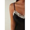 Woman’s Pretty Flowers Thin Strap Silk Tank Top(Multicolor – Black/Ivory)