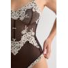 Woman’s Pretty Flowers Tulle and Lace Bodysuit(Multicolor – Black/Ivory)