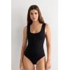 Woman’s Raw Edge Cotton Bodysuit(Black – Black)