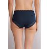 Woman’s Semi-High Rise Cotton and Lace Panties(Blue – Intense Blue)