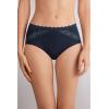 Woman’s Semi-High Rise Cotton and Lace Panties(Blue – Intense Blue)