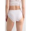 Woman’s Semi-High Rise Cotton and Lace Panties(White – White)
