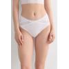 Woman’s Semi-High Rise Cotton and Lace Panties(White – White)
